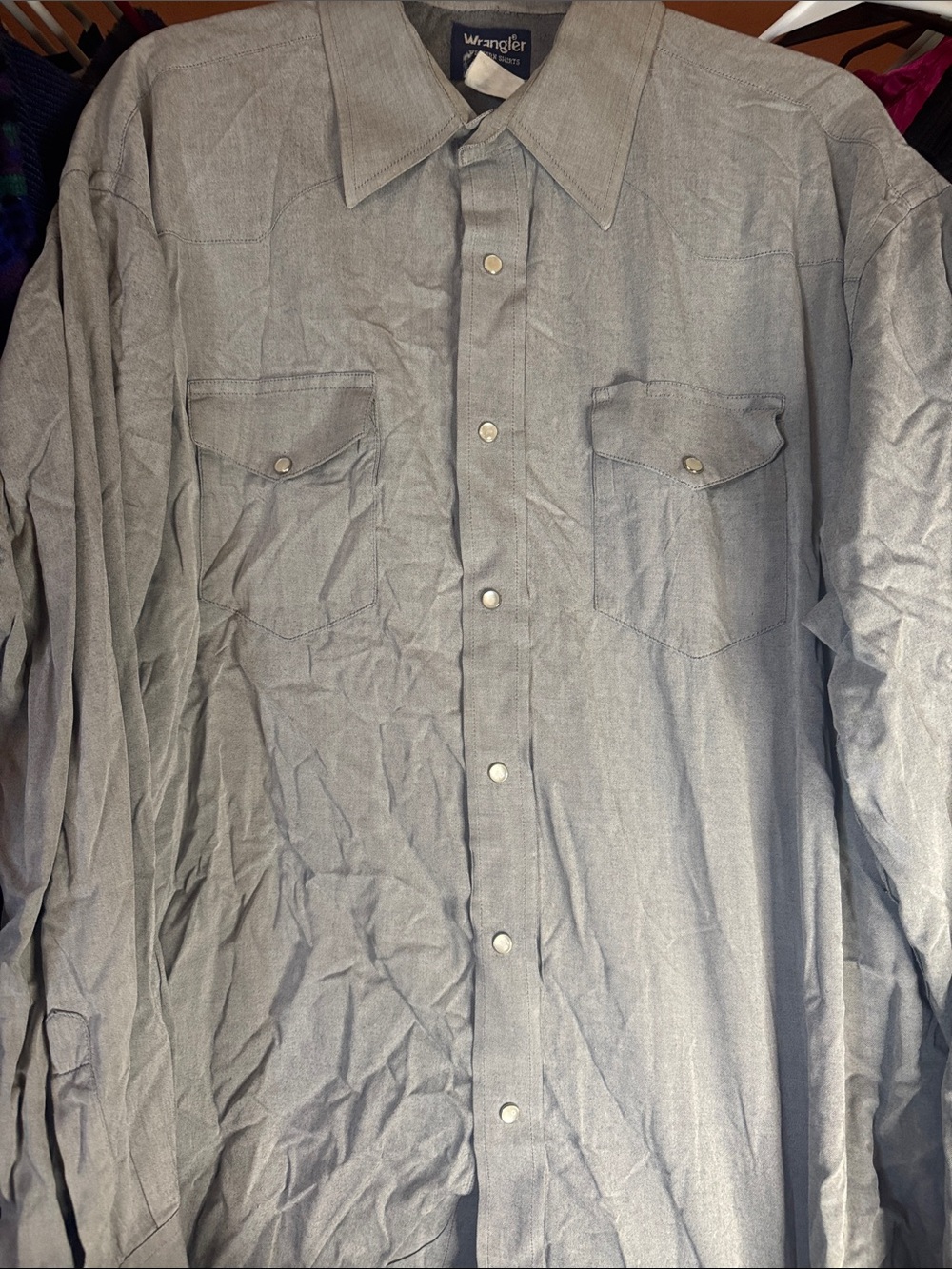 Wrangler Light Gray Western Snap Shirt